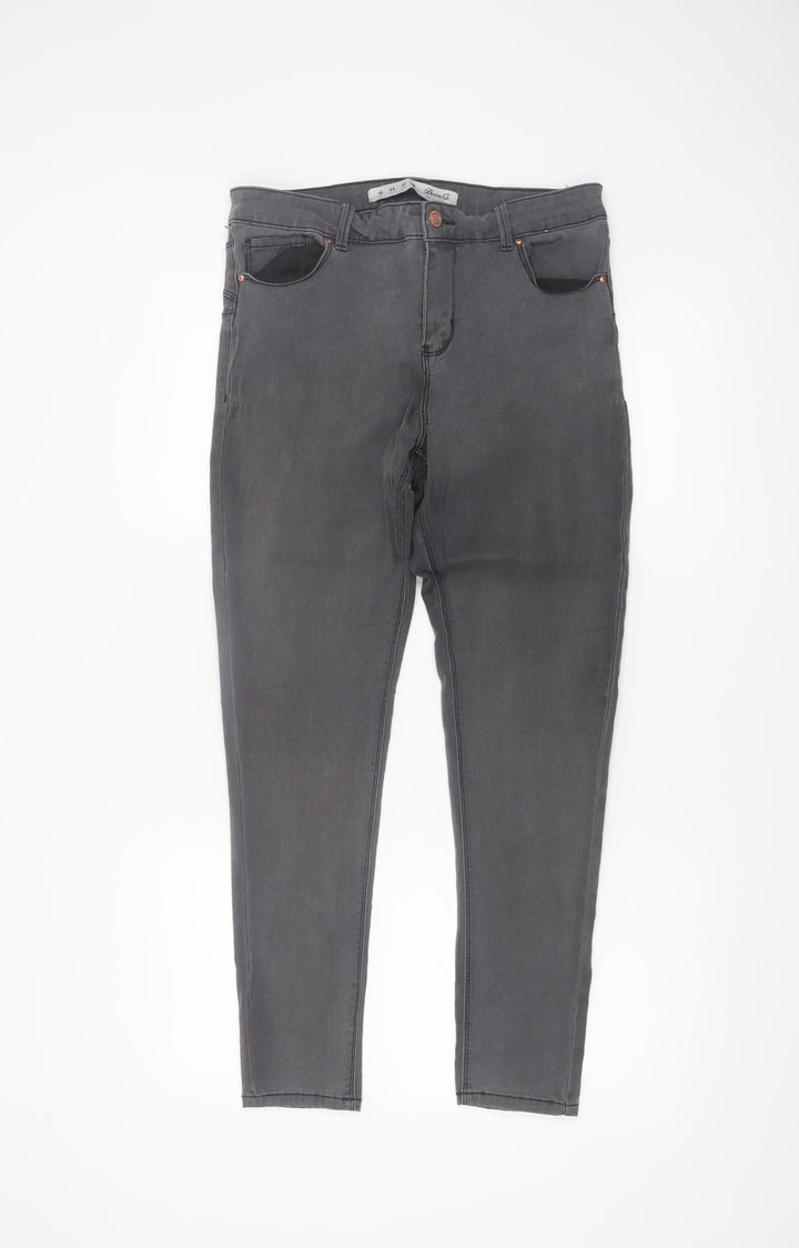 Denim Co Womens Grey Skinny Jeans Size 16 High Rise Stretch Denim