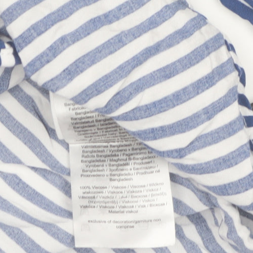 ONLY Women Blue Striped Button-Up Shirt M Viscose Long Sleeve