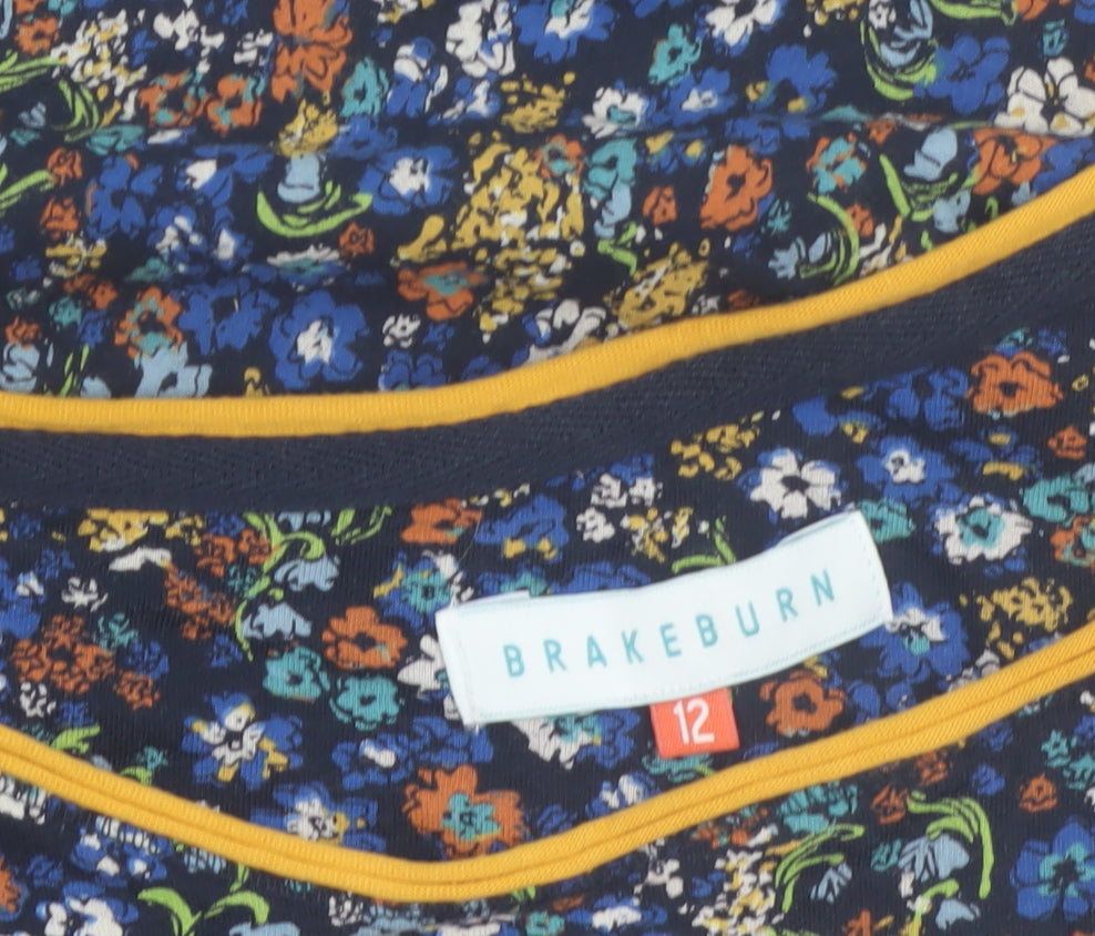 Brakeburn Women's Multicoloured Floral Cotton T-Shirt Size 12