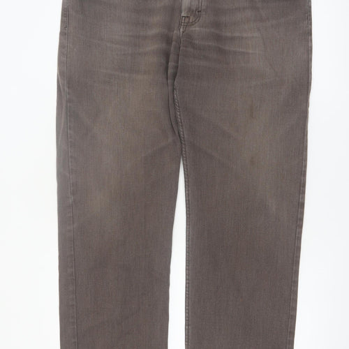Marks and Spencer Men's Brown Straight Denim Jeans 38W 31L Regular Fit