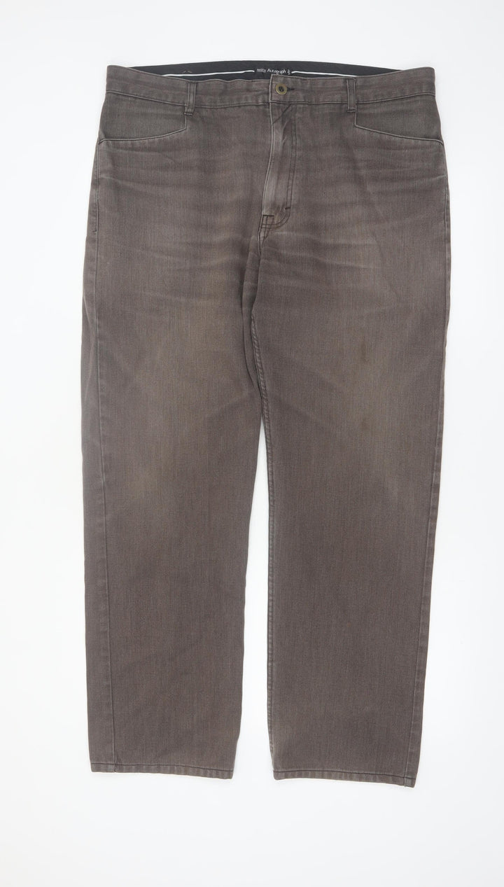 Marks and Spencer Men's Brown Straight Denim Jeans 38W 31L Regular Fit