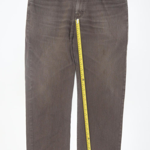 Marks and Spencer Men's Brown Straight Denim Jeans 38W 31L Regular Fit