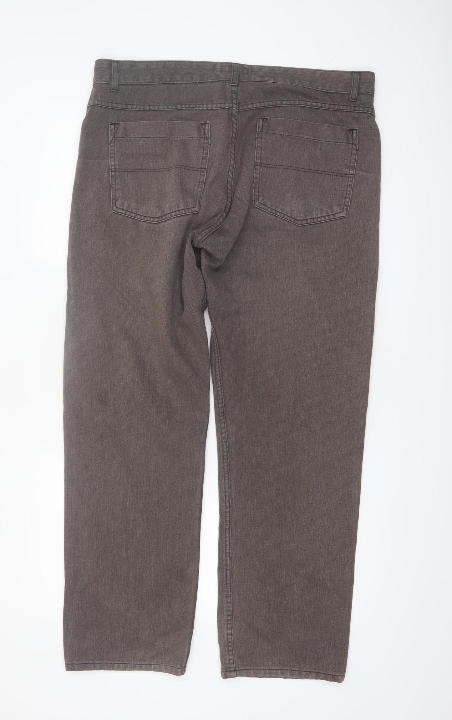 Marks and Spencer Men's Brown Straight Denim Jeans 38W 31L Regular Fit
