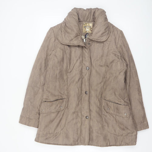 Rever Mile Womens Beige Animal Print Mid-Length Coat Size 16