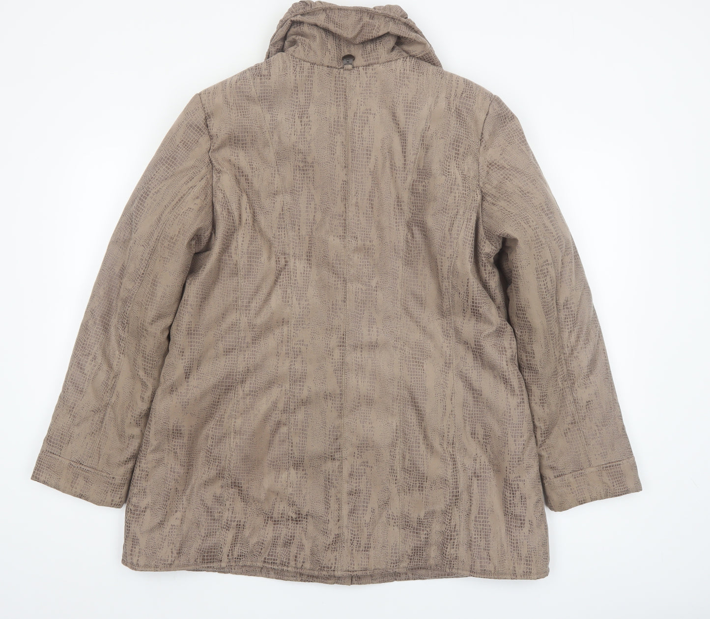 Rever Mile Womens Beige Animal Print Mid-Length Coat Size 16