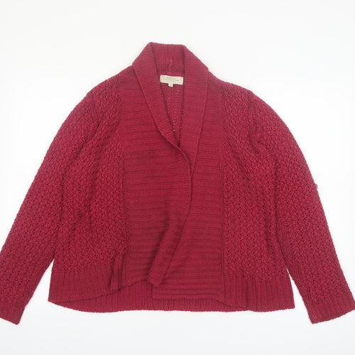 Debenhams Women Red Size 12 Chunky Knit Open Cardigan