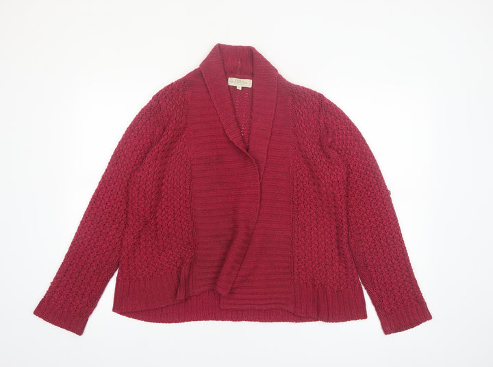 Debenhams Women Red Size 12 Chunky Knit Open Cardigan