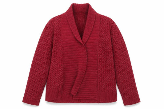 Front view of Debenhams Women Red, size 12, Chunky Knit Open Cardigan