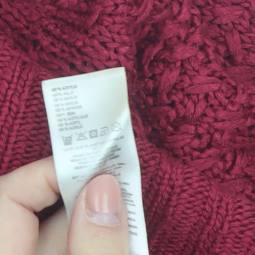 Debenhams Women Red Size 12 Chunky Knit Open Cardigan