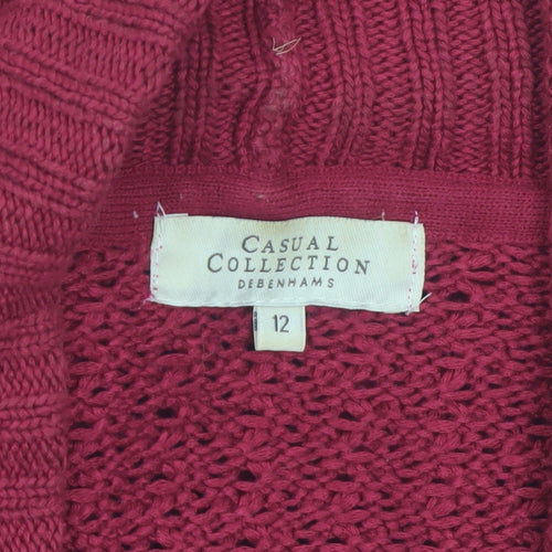 Debenhams Women Red Size 12 Chunky Knit Open Cardigan