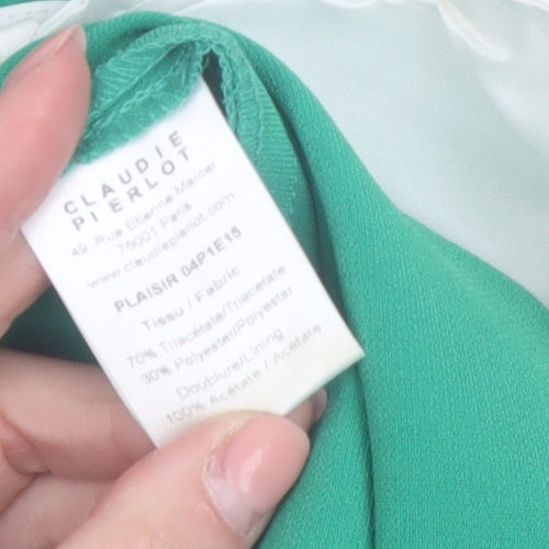 Claudie Pierlot Women Green Cropped Tapered Trousers Size 10