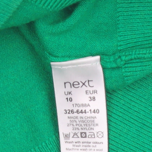 Next Womens Green Mock Neck Knit Pullover Jumper Size 10