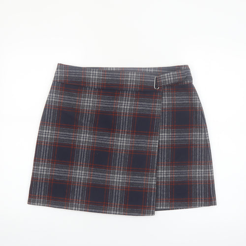 Marks and Spencer Women’s Grey Plaid Wrap Short Skirt Size 14