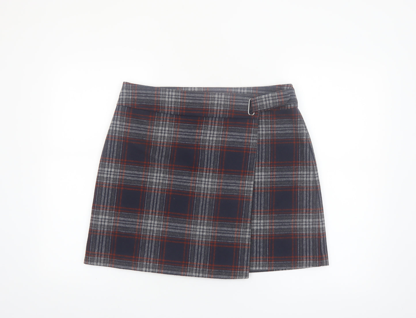 Marks and Spencer Women’s Grey Plaid Wrap Short Skirt Size 14