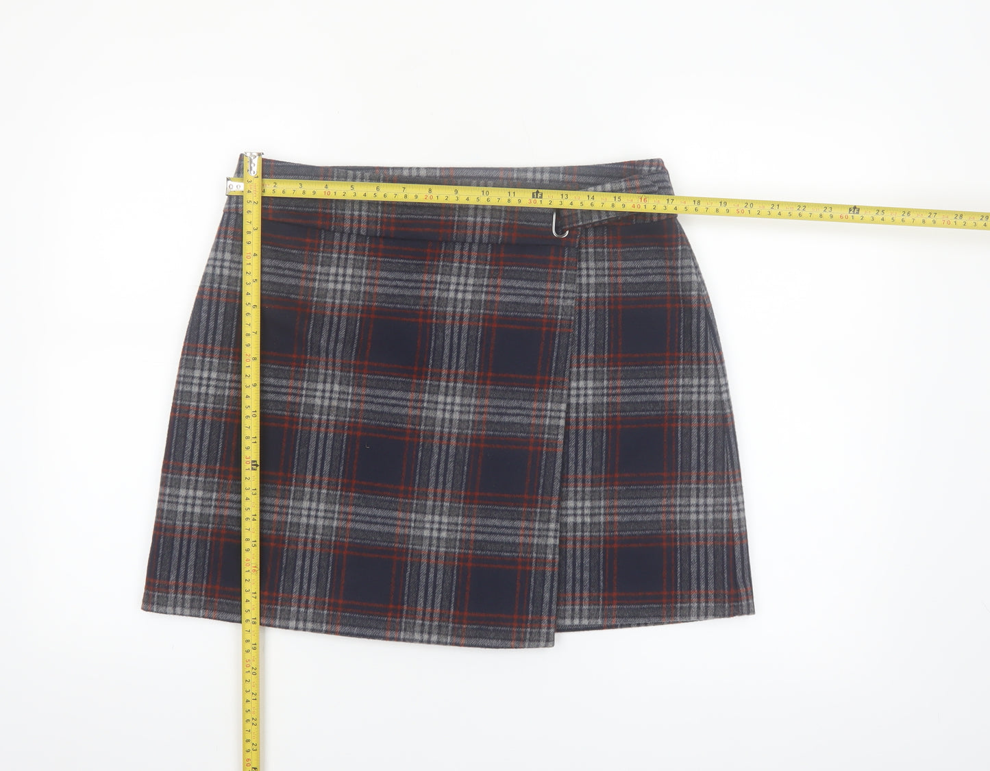 Marks and Spencer Women’s Grey Plaid Wrap Short Skirt Size 14
