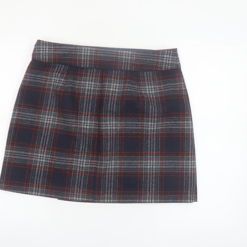 Marks and Spencer Women’s Grey Plaid Wrap Short Skirt Size 14