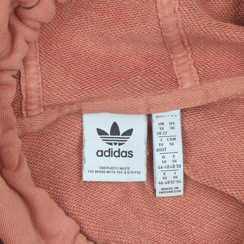 Adidas Women’s Rust Hooded Pullover Sweatshirt Size 1X Cotton Casual