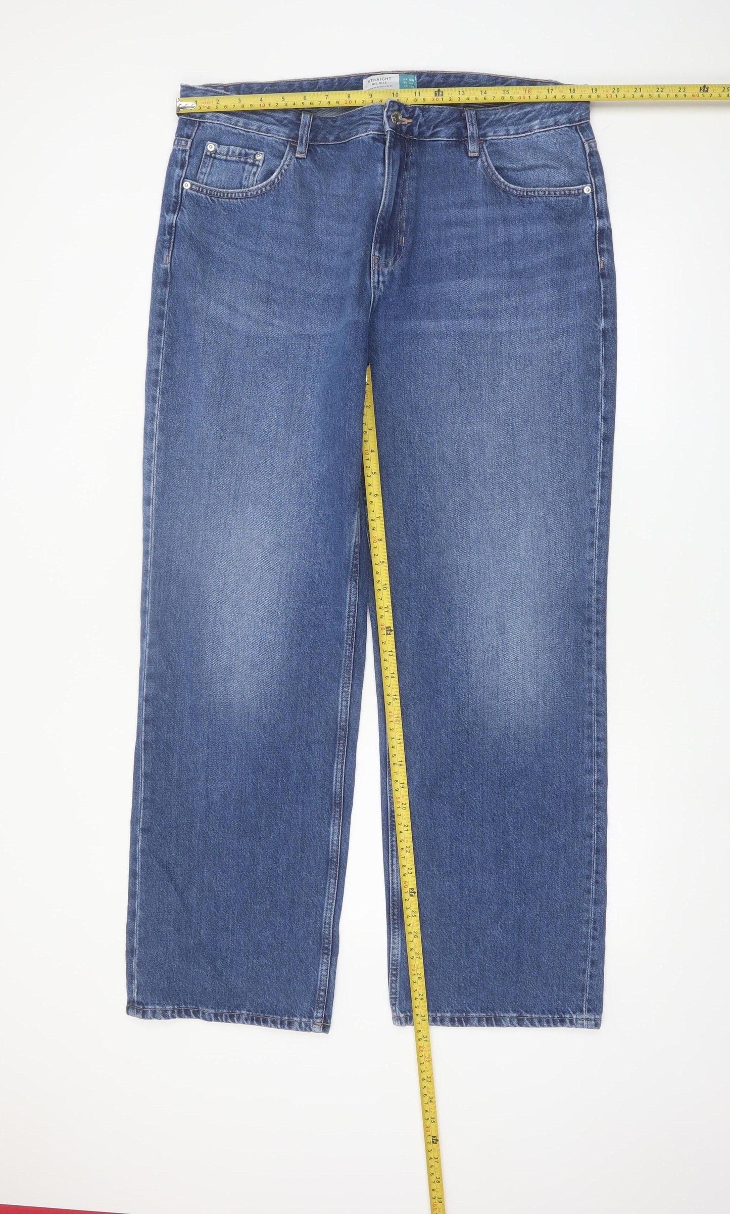 Next Women's Blue Mid Rise Straight Jeans Size 16 Regular