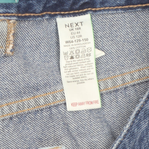 Next Women's Blue Mid Rise Straight Jeans Size 16 Regular