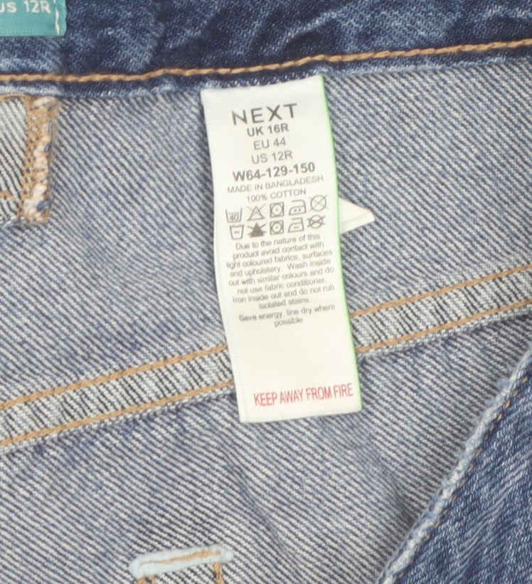 Next Women's Blue Mid Rise Straight Jeans Size 16 Regular