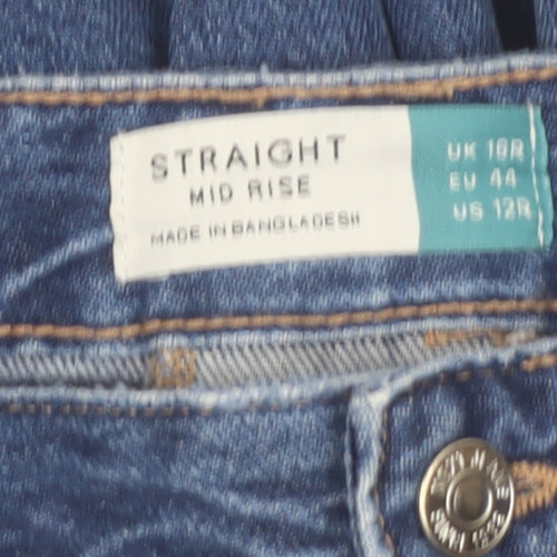 Next Women's Blue Mid Rise Straight Jeans Size 16 Regular