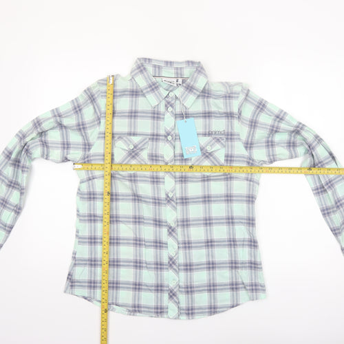 Animal Womens Blue Checked Cotton Button-Up Shirt Size 12