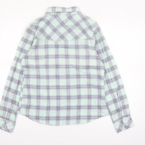 Animal Womens Blue Checked Cotton Button-Up Shirt Size 12
