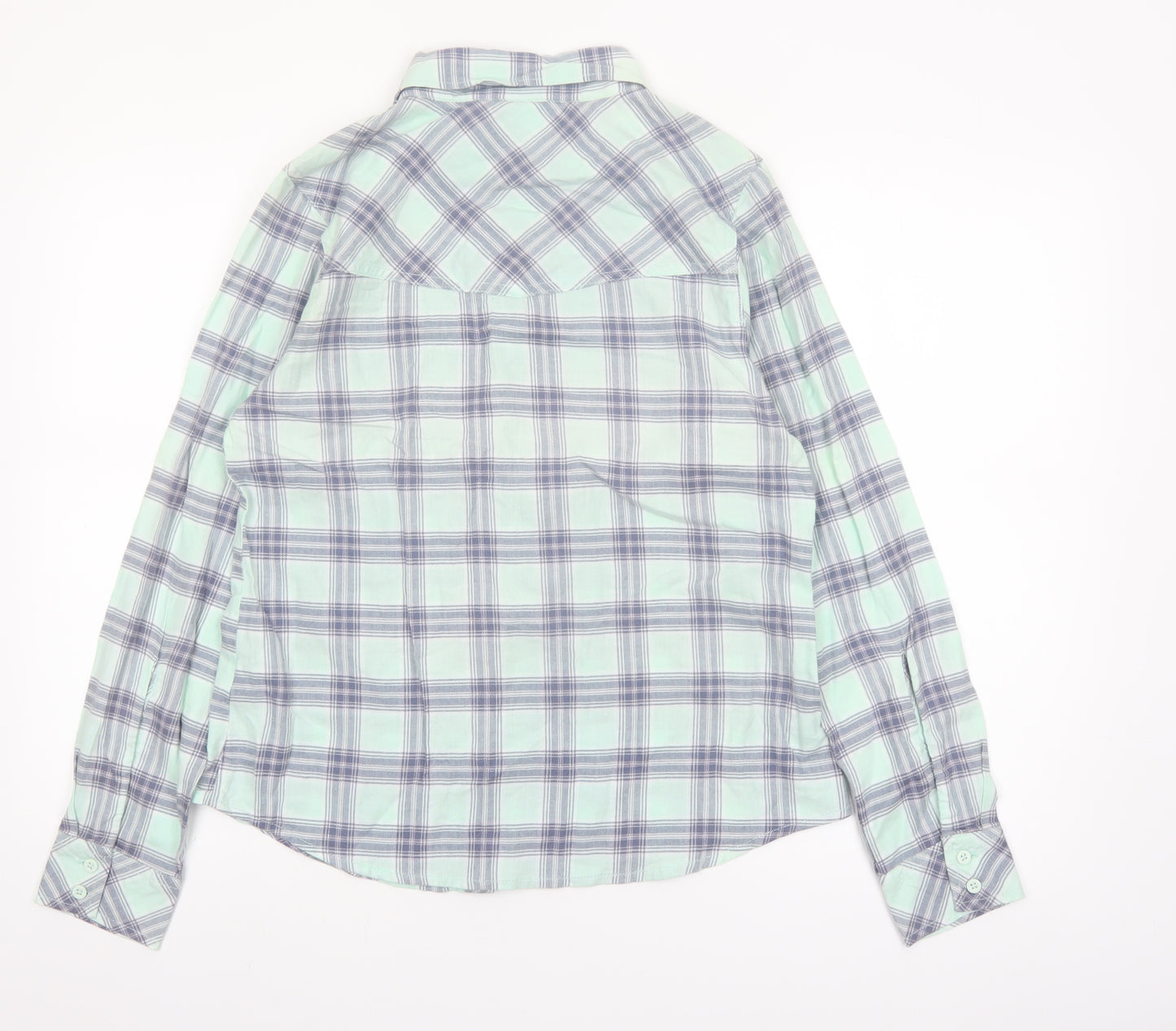Animal Womens Blue Checked Cotton Button-Up Shirt Size 12