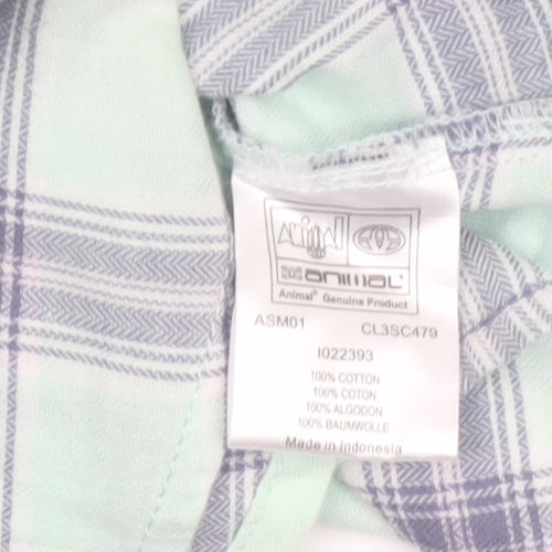 Animal Womens Blue Checked Cotton Button-Up Shirt Size 12