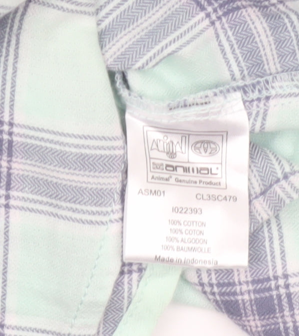 Animal Womens Blue Checked Cotton Button-Up Shirt Size 12