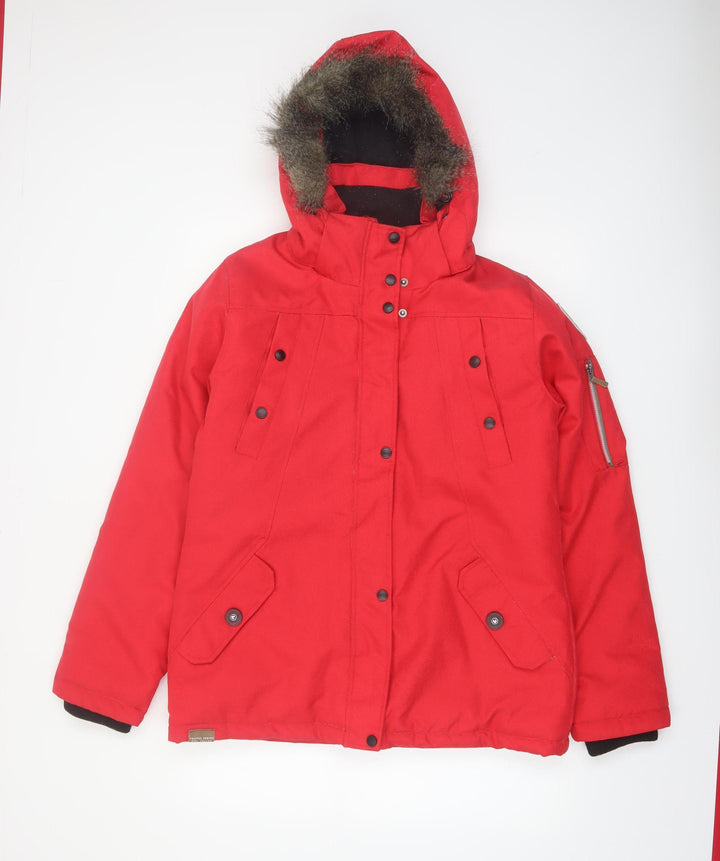Killtec Women's Red Hooded Parka Jacket Size 14 Waterproof Windproof