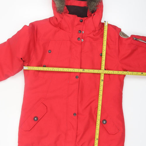 Killtec Women's Red Hooded Parka Jacket Size 14 Waterproof Windproof