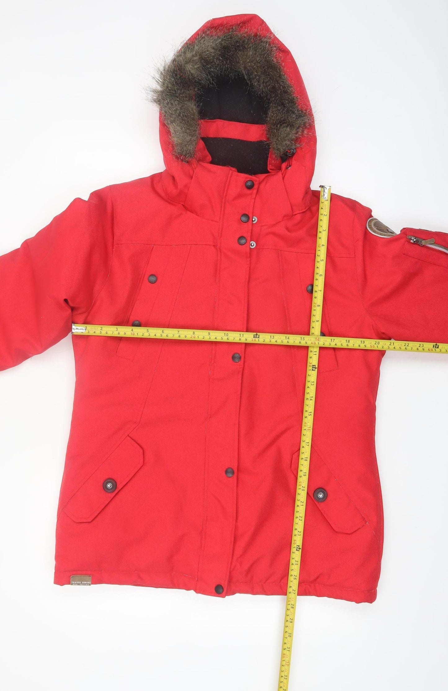 Killtec Women's Red Hooded Parka Jacket Size 14 Waterproof Windproof