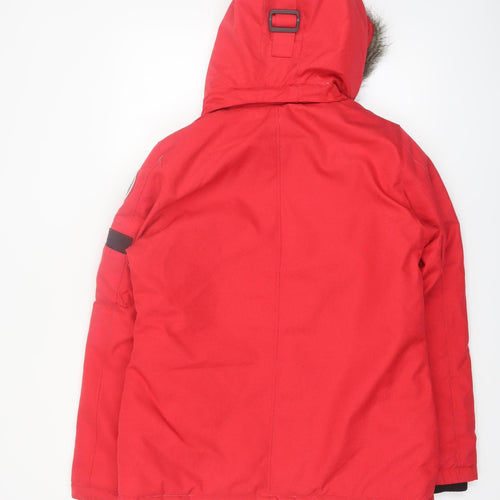 Killtec Women's Red Hooded Parka Jacket Size 14 Waterproof Windproof