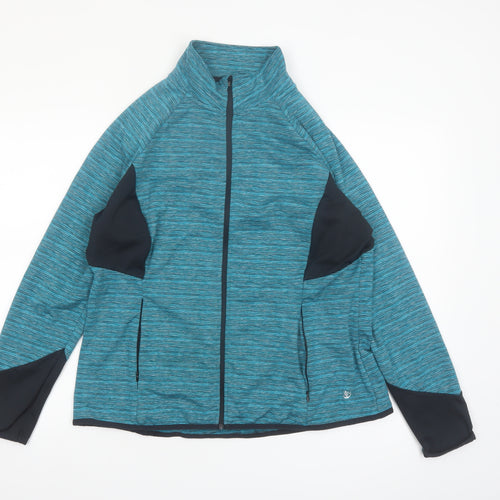 Dunnes Stores Women Blue Track Jacket Size L Lightweight Zip Activewear