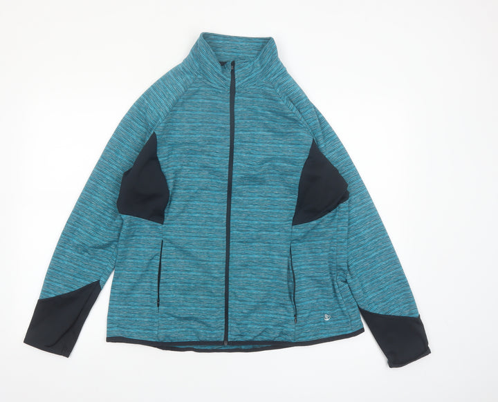 Dunnes Stores Women Blue Track Jacket Size L Lightweight Zip Activewear