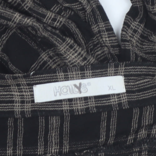 Hailys Womens Black Checked Shirt Dress XL Casual Viscose