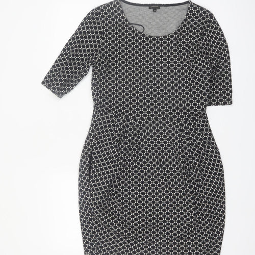 River Island Women’s Black Geometric Bodycon Dress Size 14