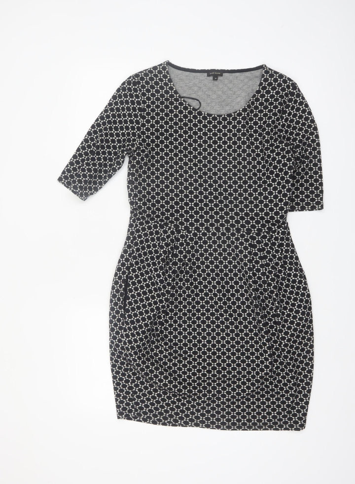 River Island Women’s Black Geometric Bodycon Dress Size 14