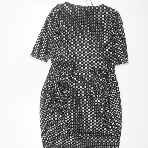 River Island Women’s Black Geometric Bodycon Dress Size 14