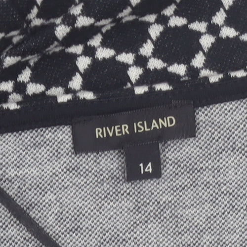 River Island Women’s Black Geometric Bodycon Dress Size 14