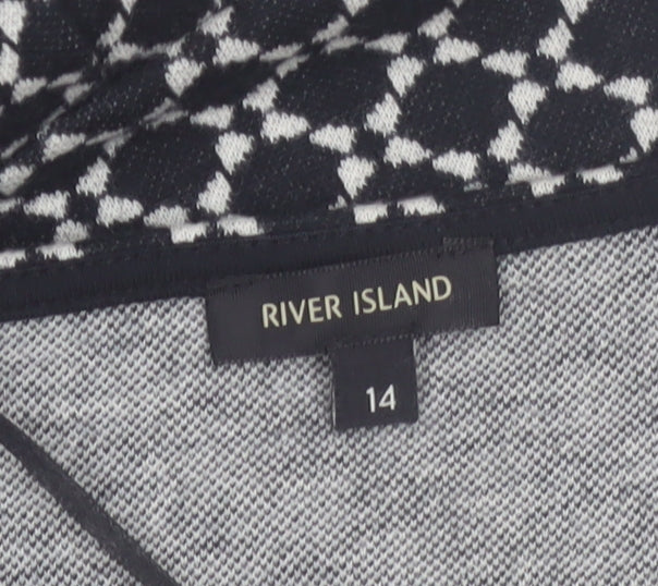 River Island Women’s Black Geometric Bodycon Dress Size 14