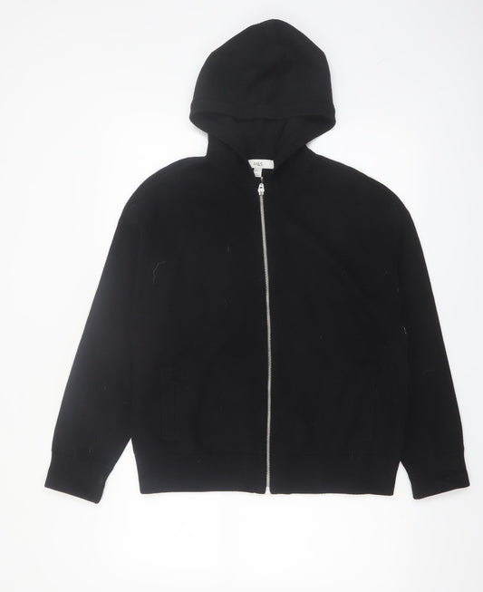 Marks and Spencer Women's Black Hooded Full Zip Knit Cardigan L