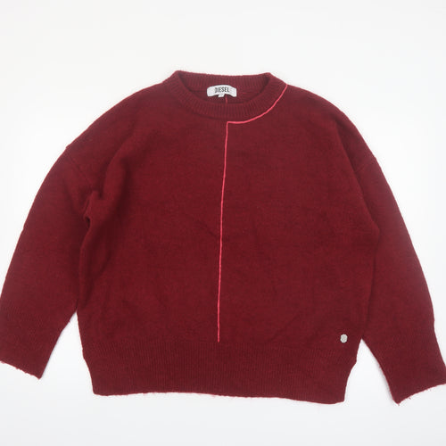 Diesel Women's Burgundy Wool Blend Pullover Jumper Size M