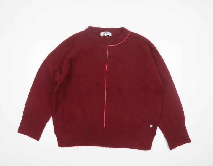 Diesel Women's Burgundy Wool Blend Pullover Jumper Size M
