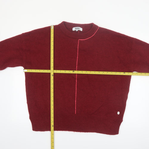 Diesel Women's Burgundy Wool Blend Pullover Jumper Size M