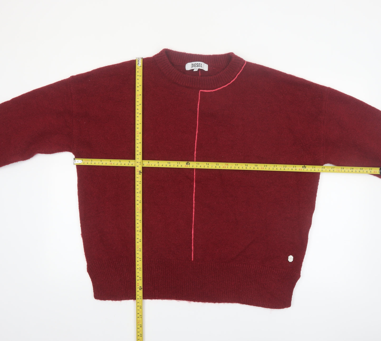 Diesel Women's Burgundy Wool Blend Pullover Jumper Size M