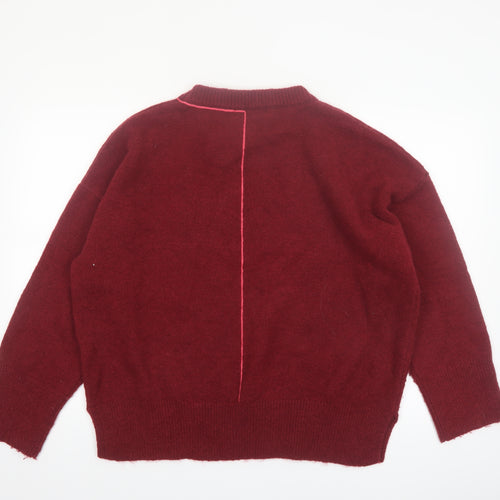 Diesel Women's Burgundy Wool Blend Pullover Jumper Size M