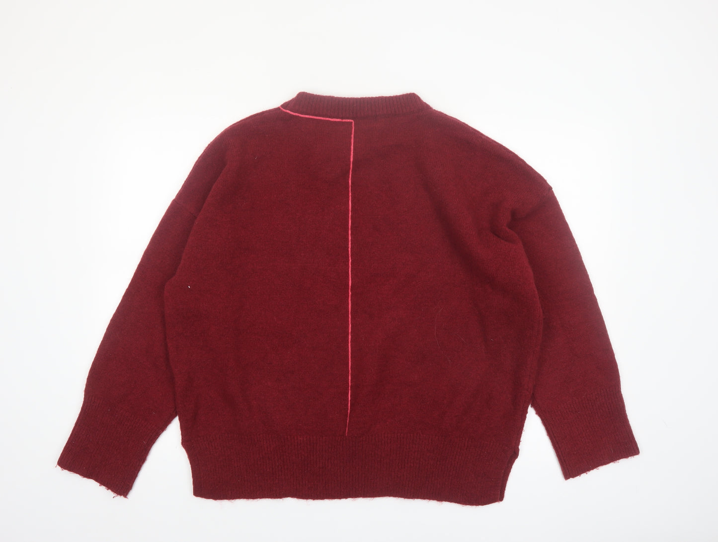 Diesel Women's Burgundy Wool Blend Pullover Jumper Size M