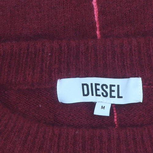 Diesel Women's Burgundy Wool Blend Pullover Jumper Size M